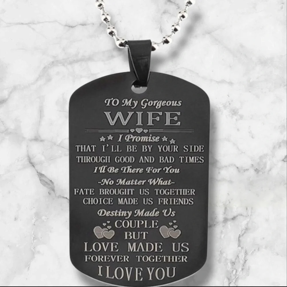 Personalized Engraved Stainless‎ Steel Keychain With Romantic Message For Wife